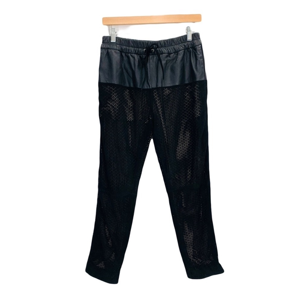 Anthropologie Parker Leather Black Laser Cut Real Leather Joggers Medium Matrix